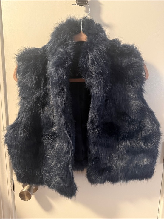 attention Jackets & Blazers - attention Deep Navy Faux Fur Vest
